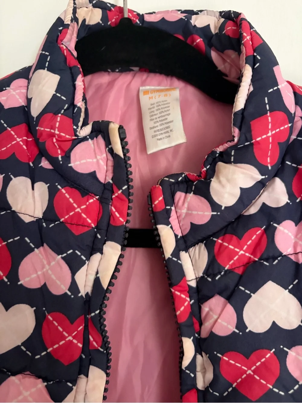 Kids Heart Print Puffer Vest